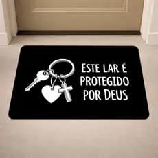 Tapete de Porta Antiderrapante Biblico, Oração, Cristão, Evangélico 40x60cm
