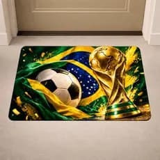 Tapete de Porta Antiderrapante Copa Do Mundo - Futebol - Entrada - Taça Copa Emborrachado 40x60