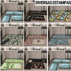 3 Tapetes de Cozinha Antiderrapante - Passadeira - Tapete - Emborrachado - Trilho