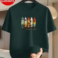 Camisa Camiseta Masculina 100% Algodão Estampada Pranchas De Surf De Manga Curta Envio Imediato