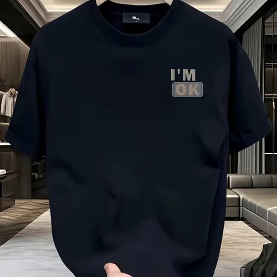 Camisa Camiseta Masculina 100% Algodão  Estampada I''m Ok  Manga Curta Blusa Casual Premium