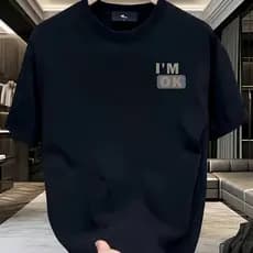 Camisa Camiseta Masculina 100% Algodão  Estampada I''m Ok  Manga Curta Blusa Casual Premium