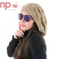Boina feminina de lã canelada feita no Brasil excelente qualidade touca de frio