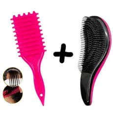 Kit Escova Fitagem + Escova Mágica para Definir e Desembaraçar Cabelos Cachos Definidos Sem Frizz