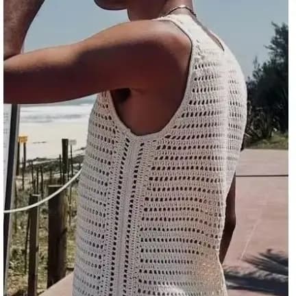 Regata Masculina Crochê Estilo Praia Verão Moda Masculina Leve PMG