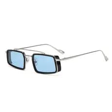 Óculos de Sol Fashion Punk UV400 com Ponte Dupla, Óculos de Sol Retangulares Pequenos em Tendência