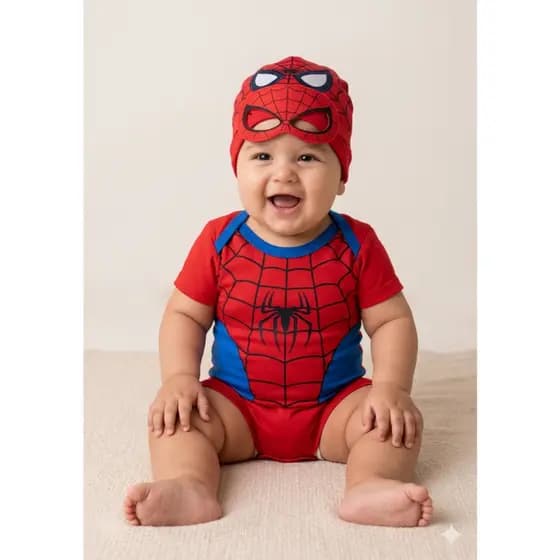 Body Bebê Mêsversário Temático  Infantil do Homem Aranha Super Confortável Linha Premium