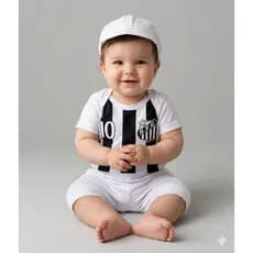 Body Bebê Mêsversário Temático Time Peixes Super Confortável Linha Premium