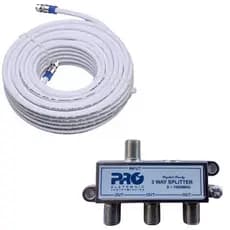 Cabo Coaxial Antena Digital + Conectores + Divisor Sinal 3 Saídas Antena Tv Digital 5-1000