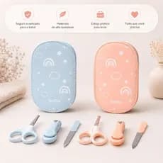 Kit Higiene Manicure Bebê Buba Com Estojo Lixa Cortador De Unhas Tesoura