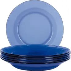 Jogo De Prato Fundo Duralex Azul  Sky Diamante Vidro 22cm - Nadir