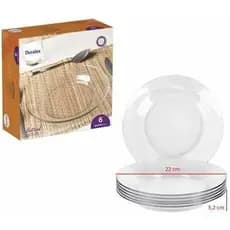 Kit Pratos Fundo Duralex Vidro Astral Transparente Circular 22cm Temperado- Resistente a risco