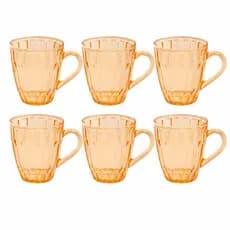 Jogo De Canecas Vidro Ambar  MajesticGrande Café Chá 250ml - Mimo Style