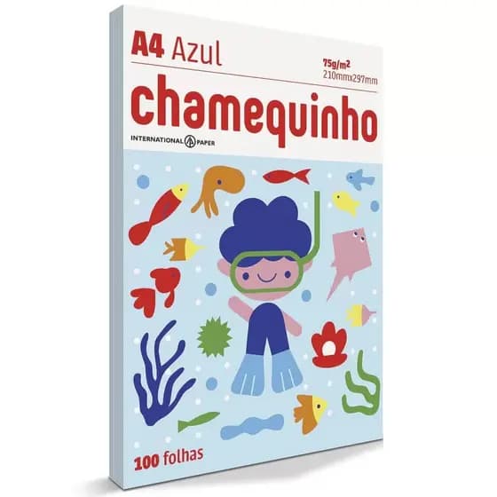 Papel Sulfite Chamequinho Tamanho A4 com 100 Folhas - Azul