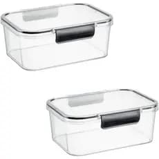 Kit 2 Pote Multiuso Hermético Retangular Acrílico Trava Empilháve1,4 litros -Plasnorthon