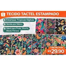 Tecido Tactel Estampado Tropical Digital | Moda Praia Fitness | Toque Gelado | Por Metro