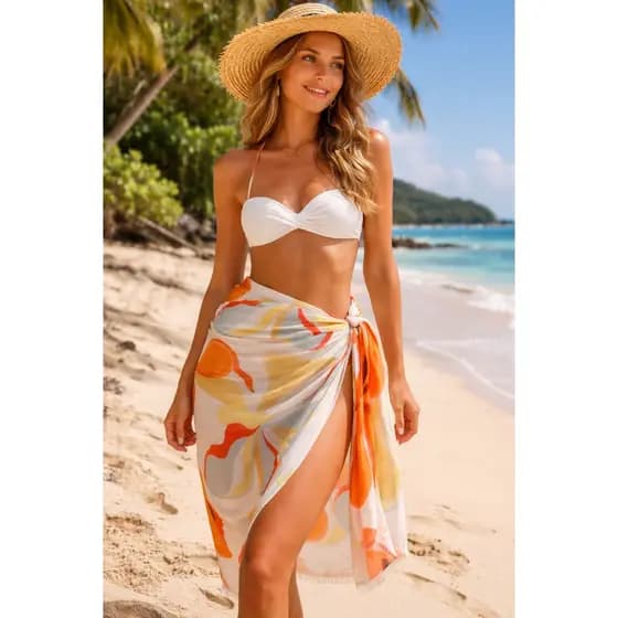 Pareo Canga de praia saída de praia estampada tecido tropical Estampas Exclusivas