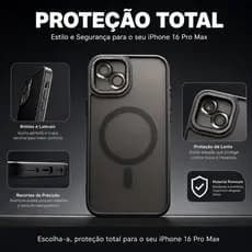 Capa Magsafe Fosca Translúcida iPhone 11–16 Pro Max, Proteção 360°, Anti Impacto, Ultra Fina – Cinza e Azul