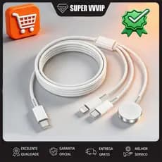 【Brasil Spot Sale】 Carregador 3 em 1 Entrada Lightning Magnético 1.2 Metros USB Indução Tipo-C Cabo Relógio