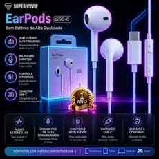 【Brasil Spot Sale】Fone de Ouvido Tipo-C para iPhone 15/16 Com Fio Microfone Embutido Compatível Qualidade