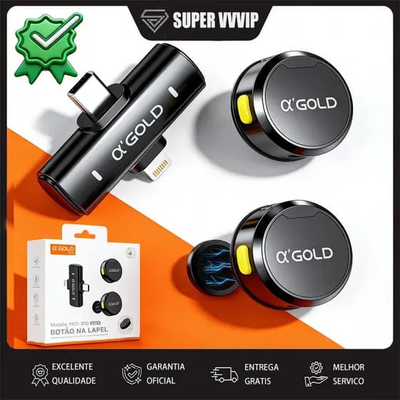 【Brasil Spot Sale】AGOLD Entrevista Duplo Magnético Microfone de Lapela Sem Fio Celular Tipo-c Gravação 2 em 1 MCF-38D