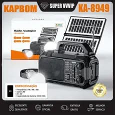 【Brasil Spot Sale】Bluetooth Rádio Portátil Recarregável Lâmpada de Emergência Analógico FM/AM/SW Placa Solar