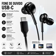【Brasil Spot Sale】Fone De Ouvido Entrada Tipo-C com 4 ear tips extras 3.5 mm Usb Tipo C Conector Para Celulares Akg