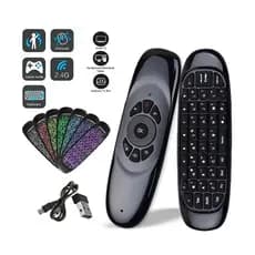 Air Mouse 2.4G com Teclado Sem Fio Mini – Controle Remoto Inteligente para Smart TV, TV Box, PC e Android (Plug & Play)