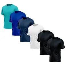 KIT 6 Camiseta Básica Masculina 100% Poliester Manga Curta