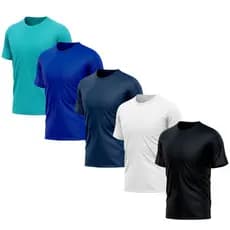 KIT 5 Camiseta Básica Masculina 100% Poliester Manga Curta