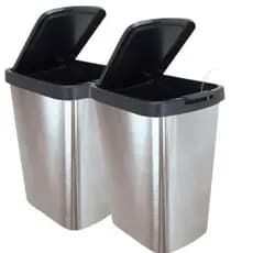 Lixeira Cesto 09 Litros Metalizado Inox Com Tampa Click Label Escritório Banheiro Cozinha