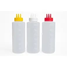 Kit 3 Bisnagas 3 Bicos 1 Litro Molhos Profissional Graduada Ketchup Mostarda Maionese