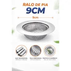 Ralo para Pia Aço Inox com Borda Cozinha Ralinho 9cm