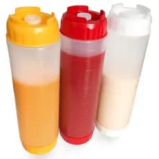 Kit 3 Bisnagas Invertida FIFO Profissional 700ml Ketchup Mostarda Molhos Caldas (First-In, First-Out) Para Delivery