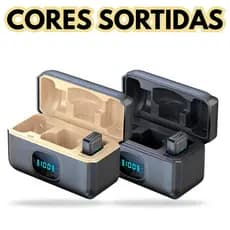 Microfone Lapela Duplo Sem Fio Magnético Anti Ruído - ON-2912 - (Cores Sortidas)