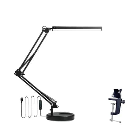 Luminária de Mesa Braço Ergonômico com Suporte Fixador Preto Bivolt - BM-F1093