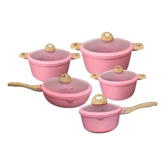 Jogo de Panelas 5 Peças Premium Antiaderente Revestimento Cerâmico Granito Profissional  Saudável