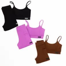 KIT 3 Conjuntos Feminino Fitness Poliamida Top + Legging | Alta Elasticidade, Zero Transparência