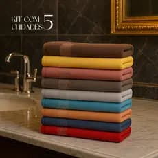 Kit 5 Toalhas de Banho Sortidas 100% Algodão 65x120cm – Alta Absorção e Secagem Rápida