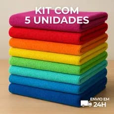 Kit 5 Panos De Microfibra 30x30cm  Limpeza Multiuso