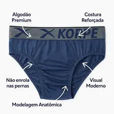 Kit Com 5 Cueca Tradicional Slip Adulto de Malha 100% algodão
