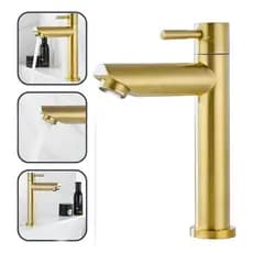 Torneira Banheiro Baixa Bancada Aço Inox Lavabo Dourado