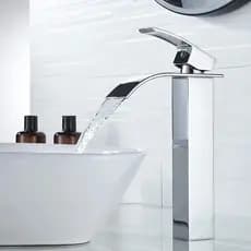 Torneira Banheiro Cuba Alta Cascata Inox Bancada Metal Preto