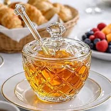 Meleira Cristal De Vidro Com Tampa 188Ml Pegador Com Detalhe De Abelha