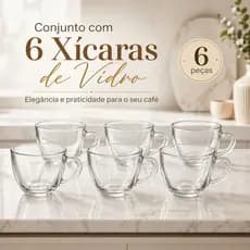 Kit 6 Xícaras De Vidro 90Ml Café Chá Capuccino Linha Premium