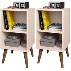 Kit 2 Mesas de Cabeceira Criado Mudo com estilo Retrô Vintage para Quarto apoio para Cama OFF