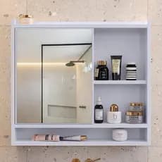 Espelheira Suspensa para Banheiro Closet Porta e Armário armarinho aqua com nicho Branca
