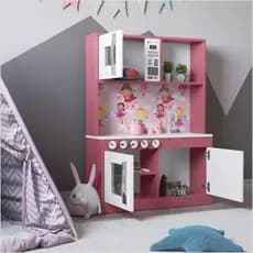 Cozinha Infantil Diana em MDF Branco/Rosa - Ofertamo