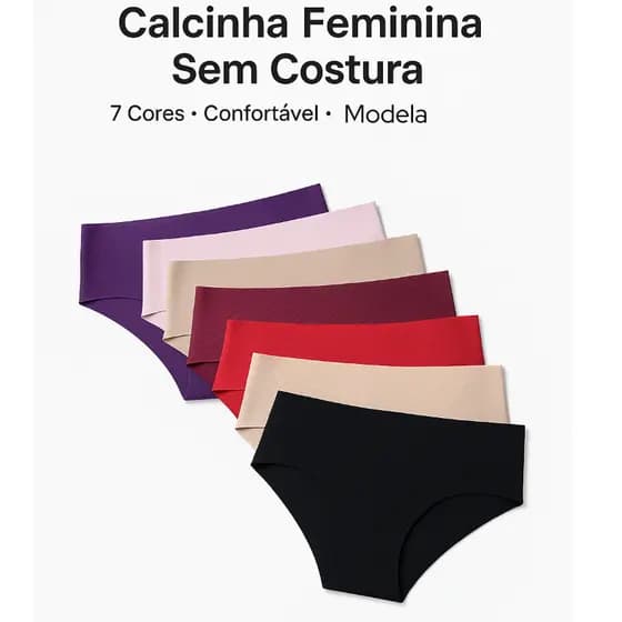 Kit Calcinha Jovenil Para Adolescente Cintura Alta Sem Costura 10cm Cós Largo Confortável - F8080