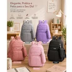 Mochila Feminina Impermeável Grande Reforçada Para Escolar Faculdade Trabalho Viagem Multifuncional